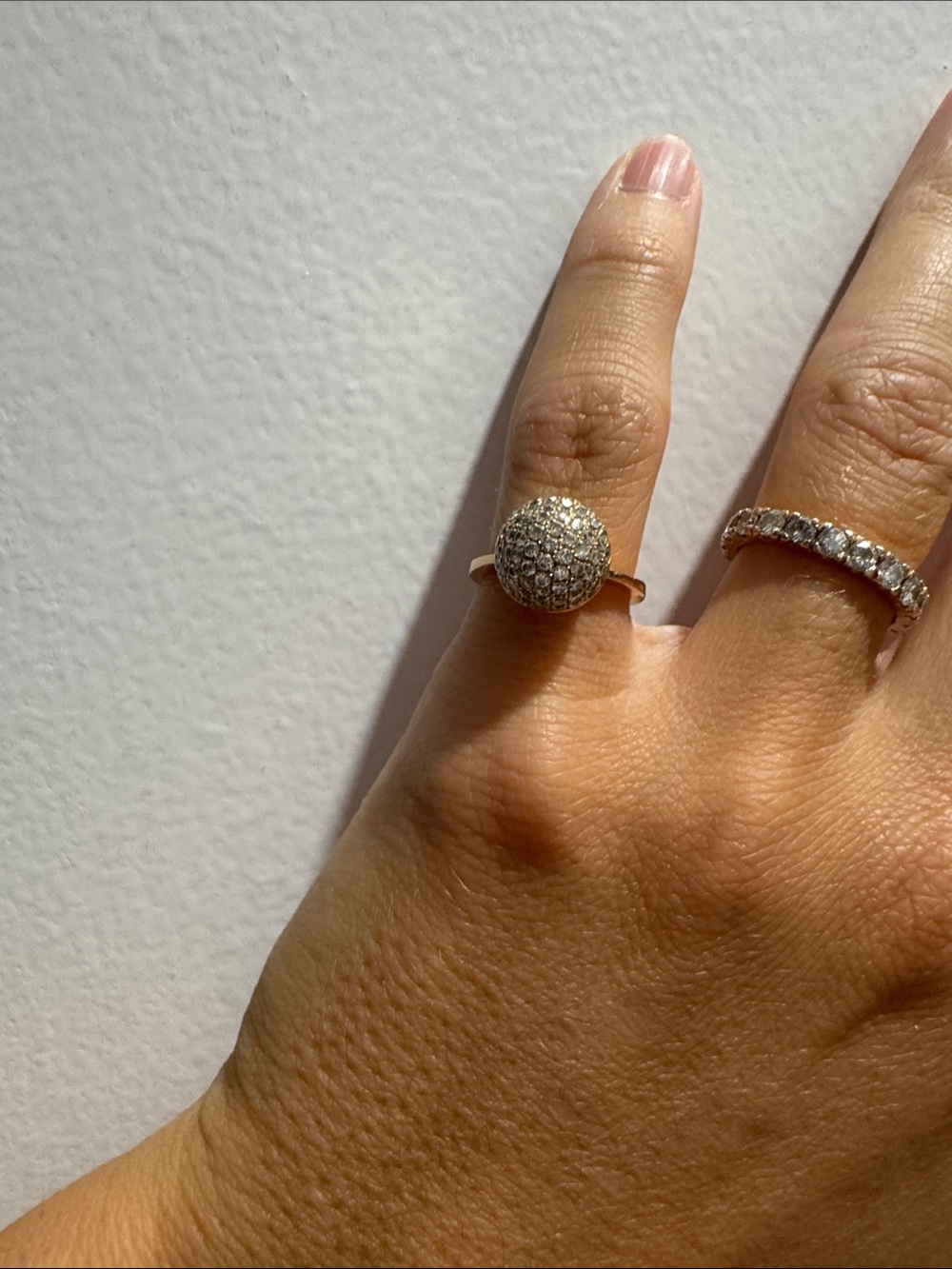 14k Rose Gold ring with diamonds size 3